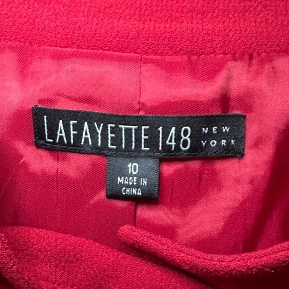 Lafayette 148 New York Vibrant Red Button Blazer Style Blouse Top — Size 10 - Picture 2 of 5